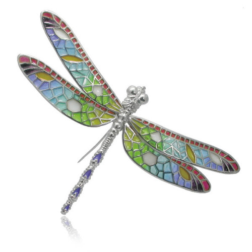Broche Art Nouveau libélula. Plata