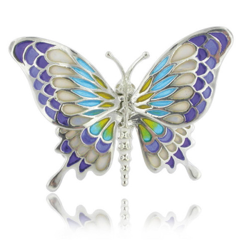 Broche Art Nouveau mariposa. Plata.