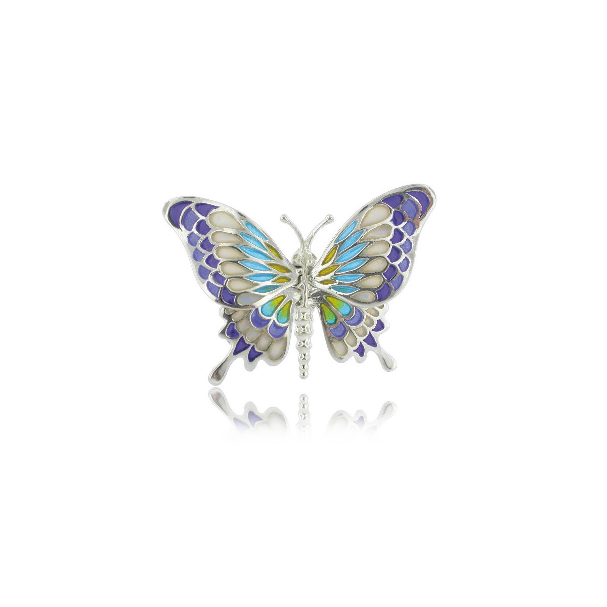 Broche Art Nouveau mariposa. Plata.