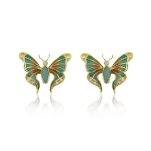 Pendientes Art Novueau mariposa oro